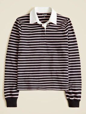 J.Crew Vintage Jersey Rugby T-shirt in Thompson Stripe Black Pink, Size X-Small